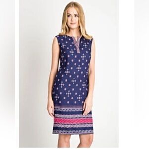 Talbots Navy, red and white Patterned sleeveless Midi Dress